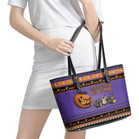 Halloween Animal Funny Leather Tote Bag Short Spine Do Crime Spooky Pumpkin Chase