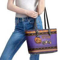 Halloween Animal Funny Leather Tote Bag Short Spine Do Crime Spooky Pumpkin Chase