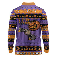 Halloween Animal Funny Long Sleeve Polo Shirt Short Spine Do Crime Spooky Pumpkin Chase