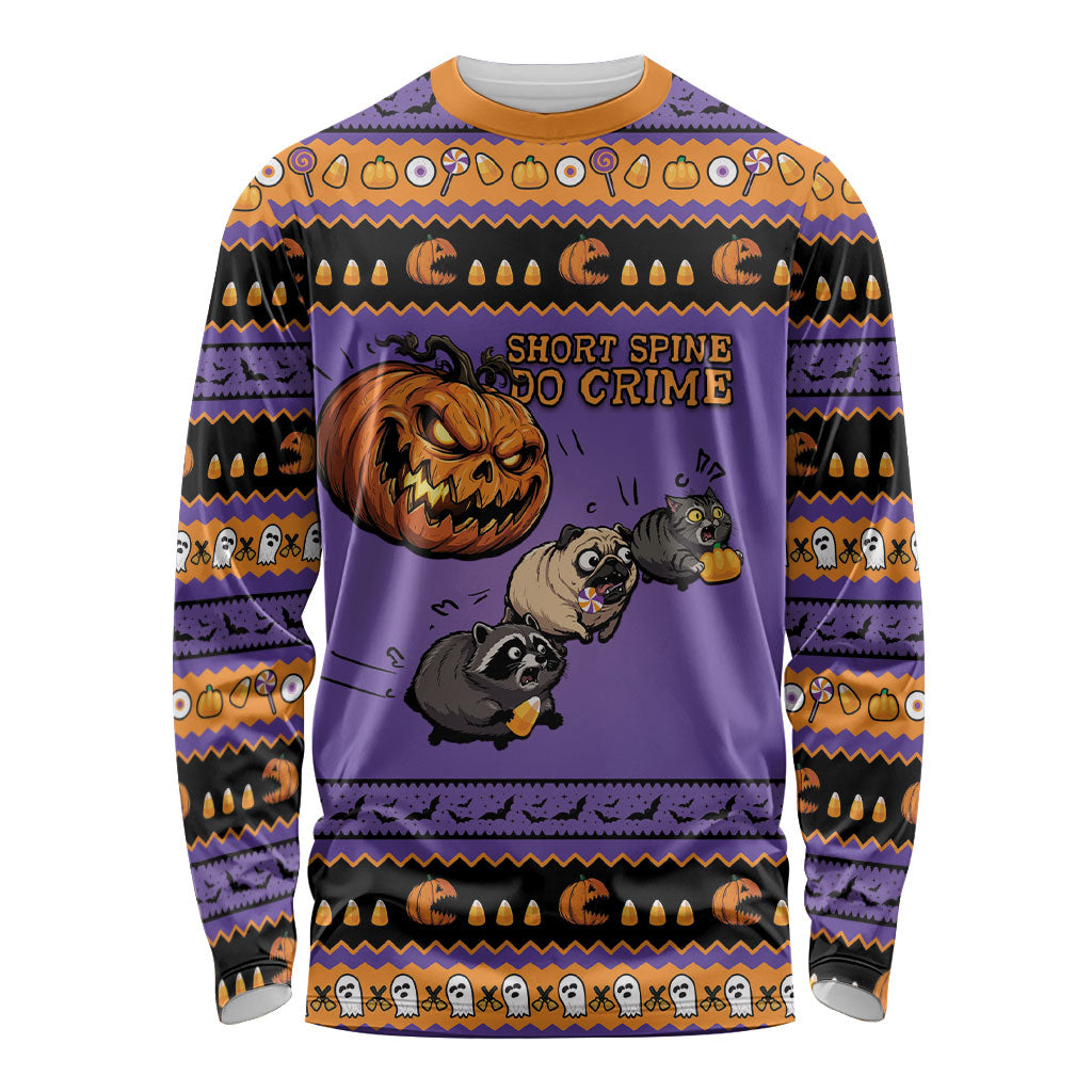 Halloween Animal Funny Long Sleeve Shirt Short Spine Do Crime Spooky Pumpkin Chase