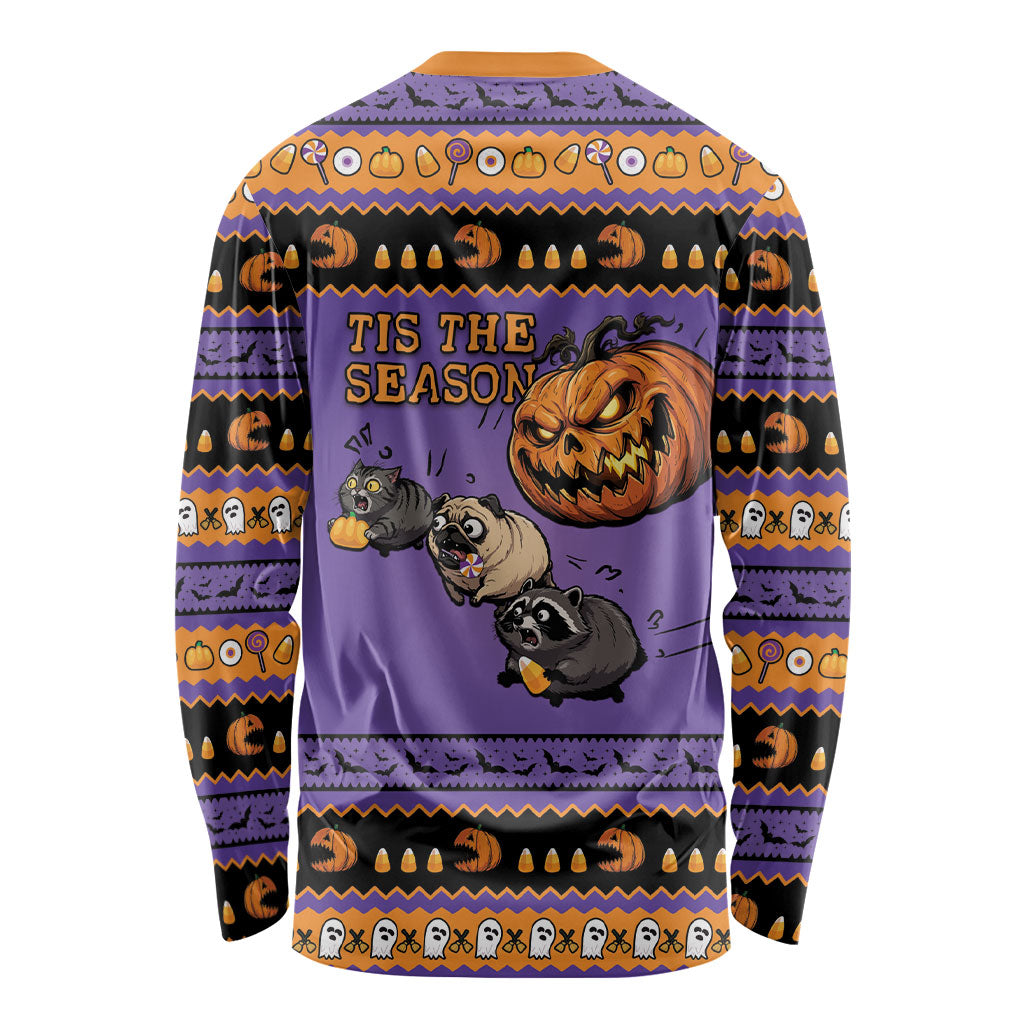 Halloween Animal Funny Long Sleeve Shirt Short Spine Do Crime Spooky Pumpkin Chase