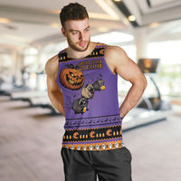 Halloween Animal Funny Men Tank Top Short Spine Do Crime Spooky Pumpkin Chase