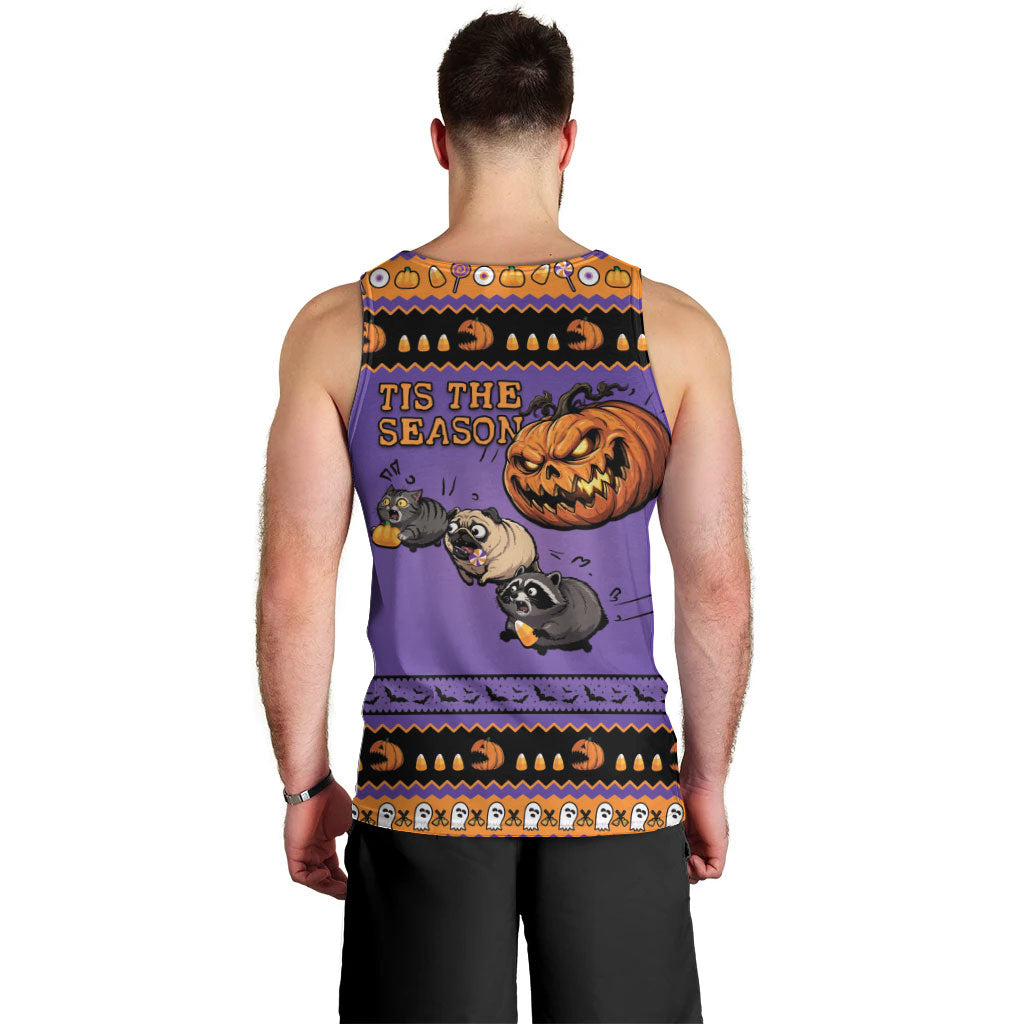 Halloween Animal Funny Men Tank Top Short Spine Do Crime Spooky Pumpkin Chase