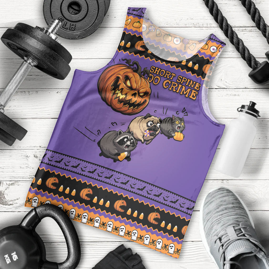Halloween Animal Funny Men Tank Top Short Spine Do Crime Spooky Pumpkin Chase