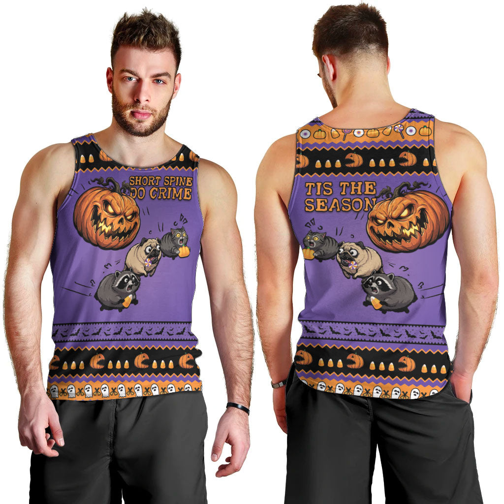 Halloween Animal Funny Men Tank Top Short Spine Do Crime Spooky Pumpkin Chase