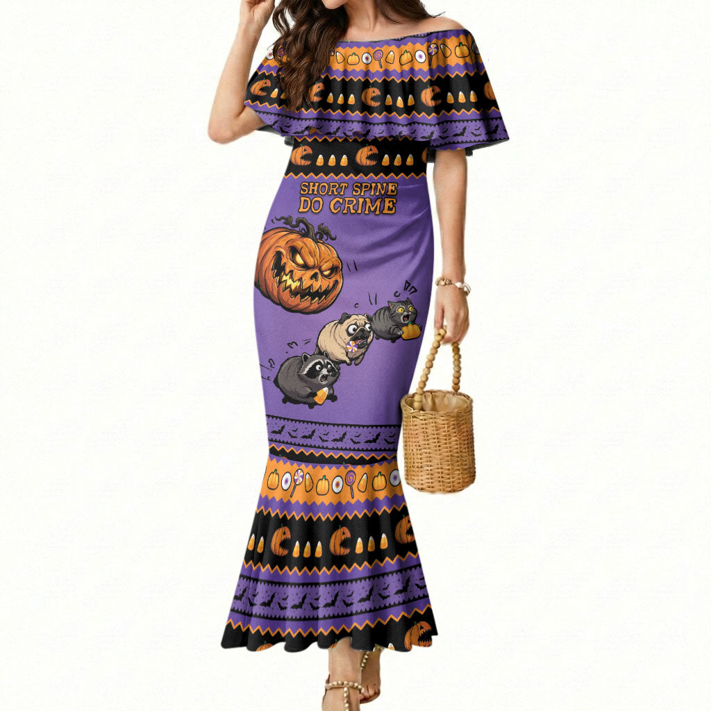 Halloween Animal Funny Mermaid Dress Short Spine Do Crime Spooky Pumpkin Chase