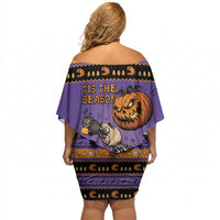 Halloween Animal Funny Off Shoulder Short Dress Short Spine Do Crime Spooky Pumpkin Chase