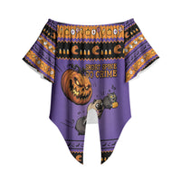 Halloween Animal Funny Off Shoulder Wrap Waist Top Short Spine Do Crime Spooky Pumpkin Chase
