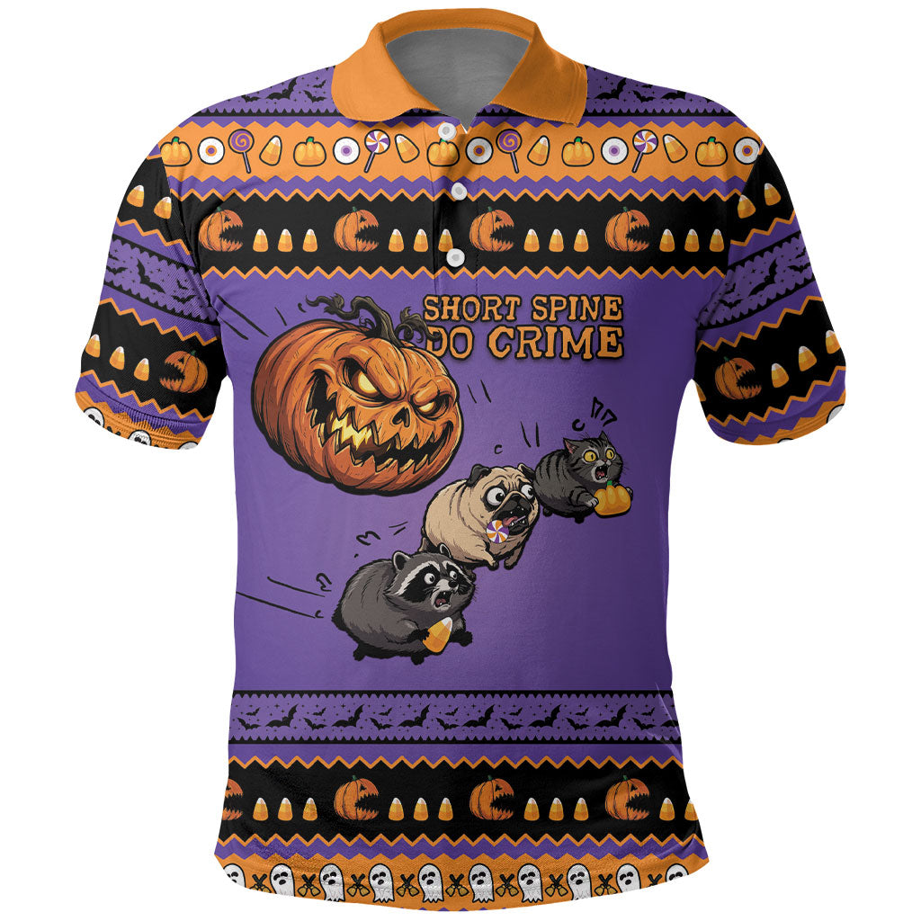 Halloween Animal Funny Polo Shirt Short Spine Do Crime Spooky Pumpkin Chase