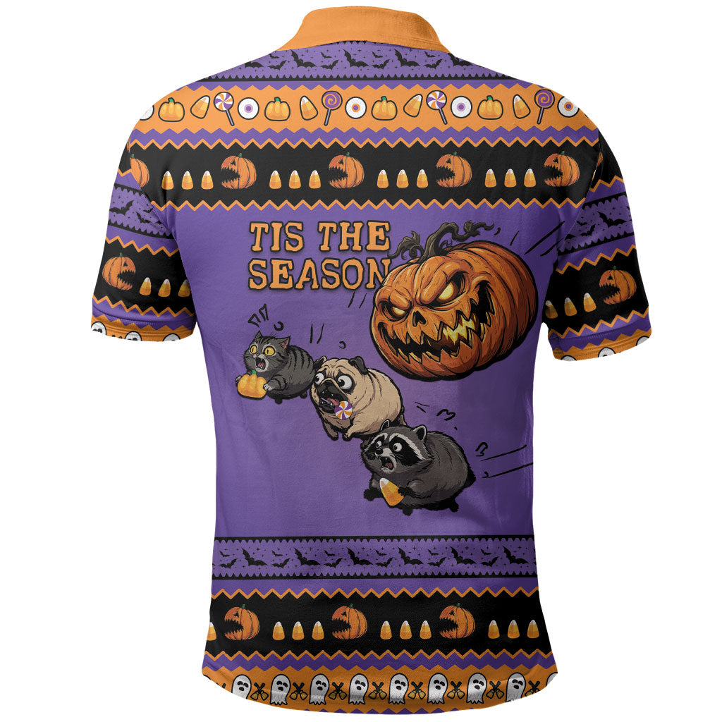 Halloween Animal Funny Polo Shirt Short Spine Do Crime Spooky Pumpkin Chase