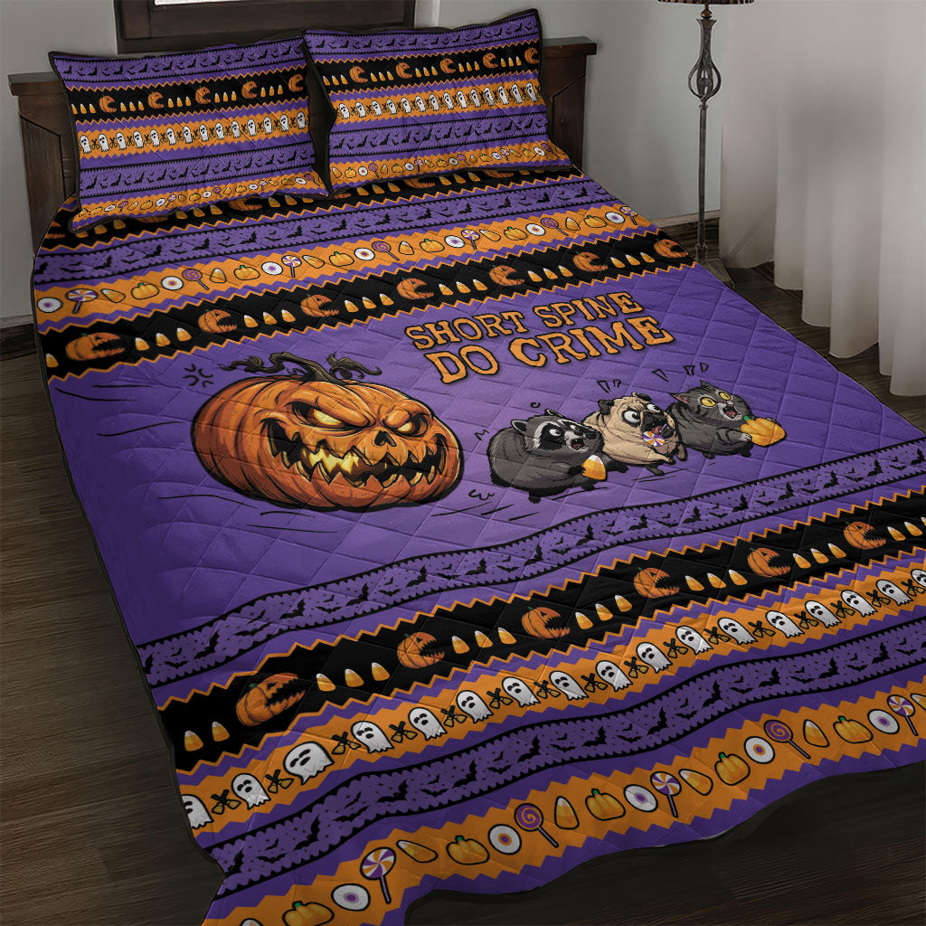 Halloween Animal Funny Quilt Bed Set Short Spine Do Crime Spooky Pumpkin Chase