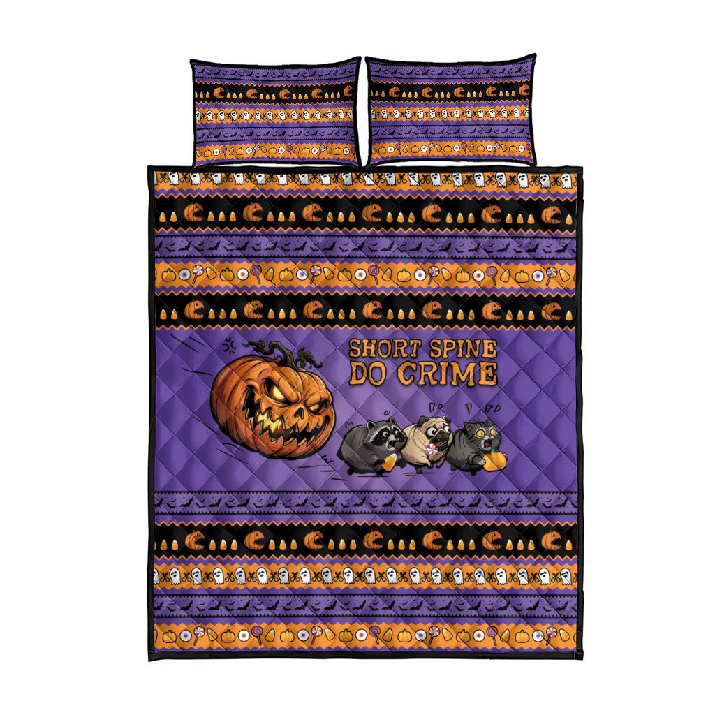 Halloween Animal Funny Quilt Bed Set Short Spine Do Crime Spooky Pumpkin Chase