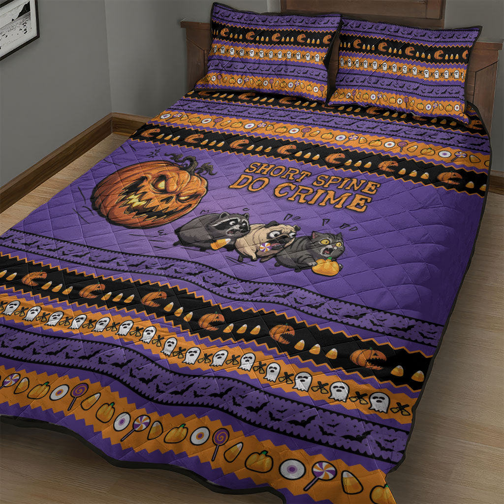 Halloween Animal Funny Quilt Bed Set Short Spine Do Crime Spooky Pumpkin Chase