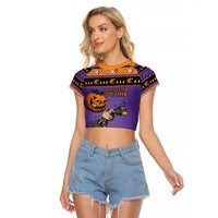Halloween Animal Funny Raglan Cropped T Shirt Short Spine Do Crime Spooky Pumpkin Chase