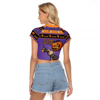 Halloween Animal Funny Raglan Cropped T Shirt Short Spine Do Crime Spooky Pumpkin Chase