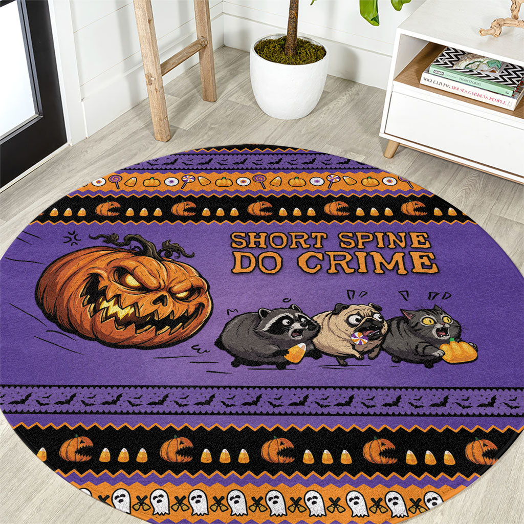 Halloween Animal Funny Round Carpet Short Spine Do Crime Spooky Pumpkin Chase
