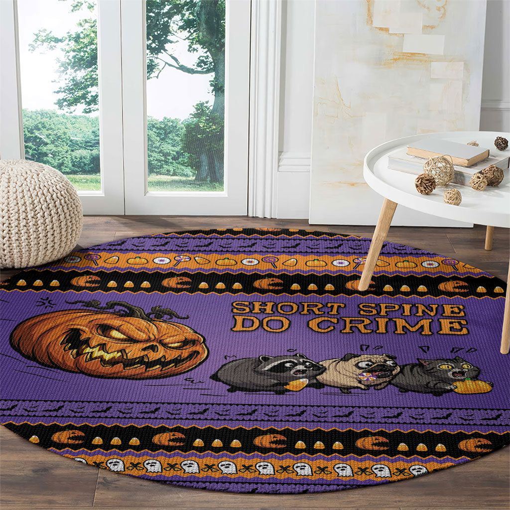 Halloween Animal Funny Round Carpet Short Spine Do Crime Spooky Pumpkin Chase