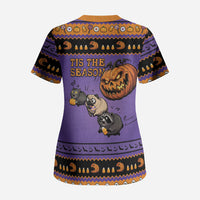 Halloween Animal Funny Scrub Top Short Spine Do Crime Spooky Pumpkin Chase