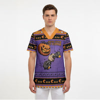 Halloween Animal Funny Scrub Top Short Spine Do Crime Spooky Pumpkin Chase