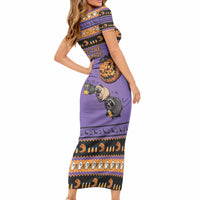 Halloween Animal Funny Short Sleeve Bodycon Dress Short Spine Do Crime Spooky Pumpkin Chase