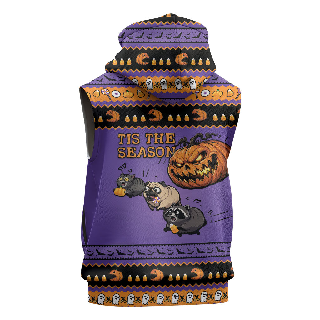 Halloween Animal Funny Sleeveless Hoodie Short Spine Do Crime Spooky Pumpkin Chase