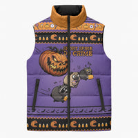Halloween Animal Funny Sleeveless Puffer Jacket Short Spine Do Crime Spooky Pumpkin Chase