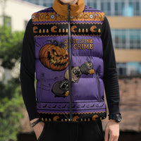 Halloween Animal Funny Sleeveless Puffer Jacket Short Spine Do Crime Spooky Pumpkin Chase