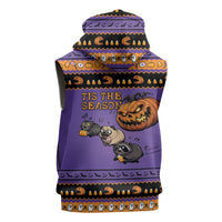 Halloween Animal Funny Sleeveless Zip Hoodie Short Spine Do Crime Spooky Pumpkin Chase