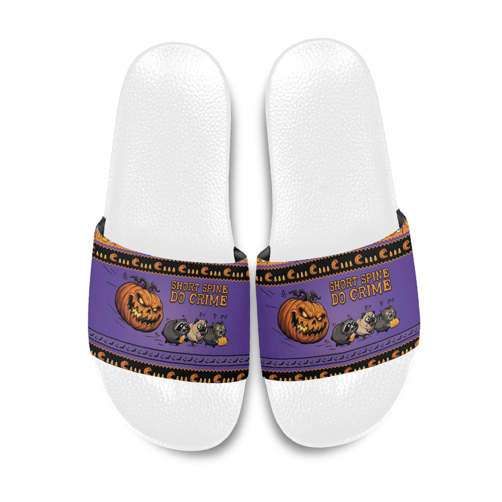 Halloween Animal Funny Slide Sandals Short Spine Do Crime Spooky Pumpkin Chase