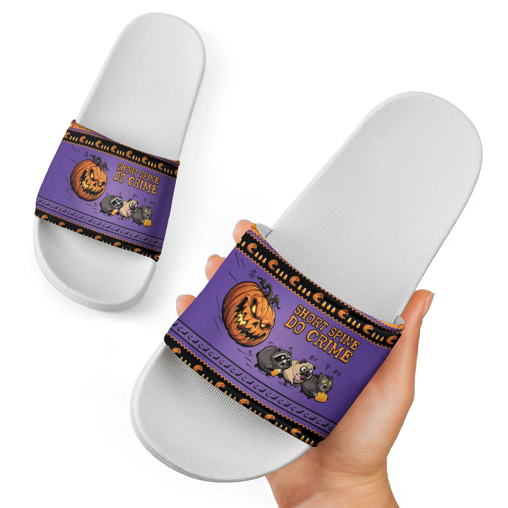 Halloween Animal Funny Slide Sandals Short Spine Do Crime Spooky Pumpkin Chase