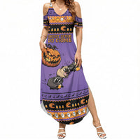 Halloween Animal Funny Summer Maxi Dress Short Spine Do Crime Spooky Pumpkin Chase
