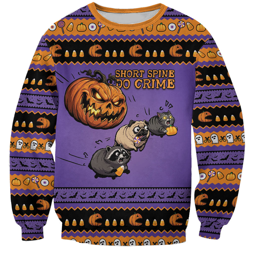 Halloween Animal Funny Sweatshirt Short Spine Do Crime Spooky Pumpkin Chase