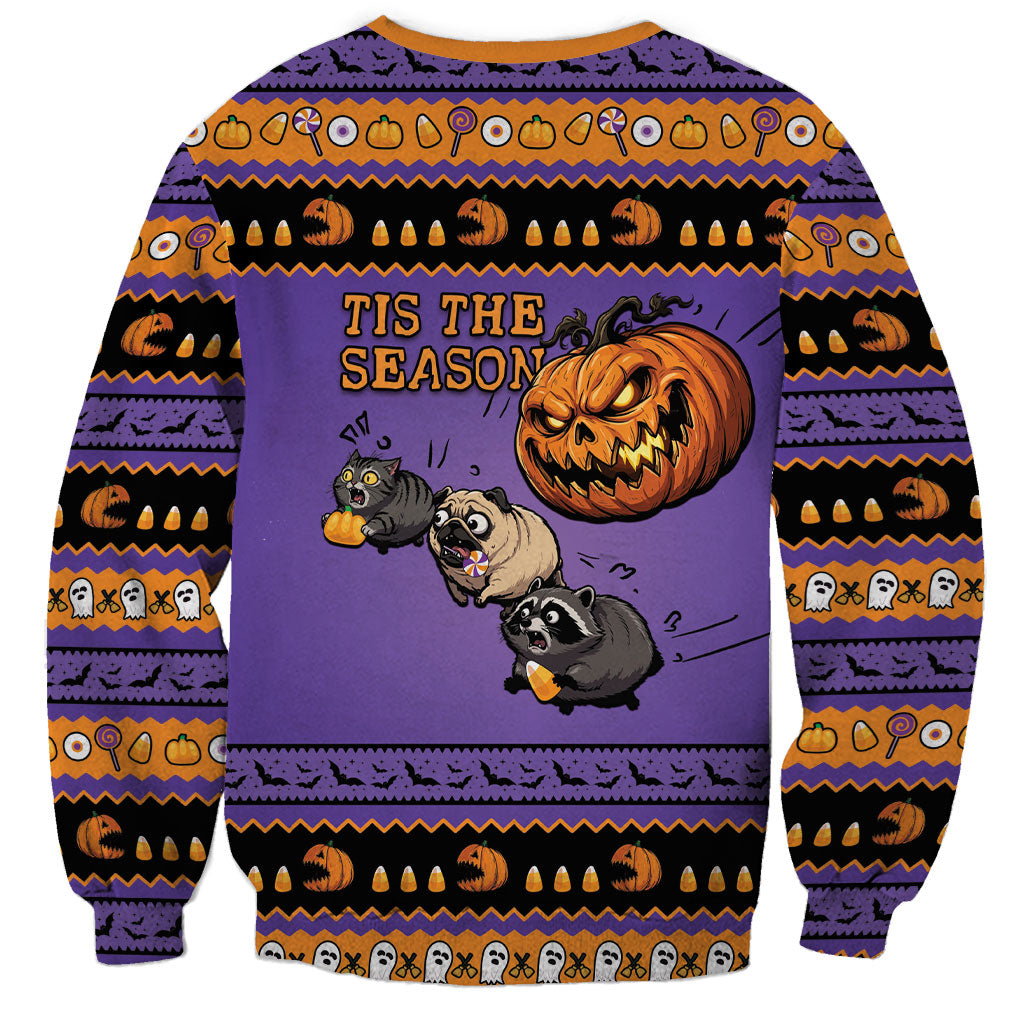 Halloween Animal Funny Sweatshirt Short Spine Do Crime Spooky Pumpkin Chase