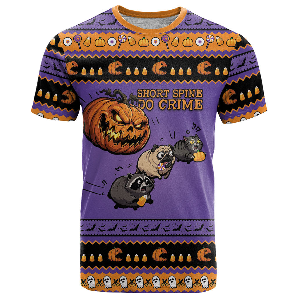 Halloween Animal Funny T Shirt Short Spine Do Crime Spooky Pumpkin Chase