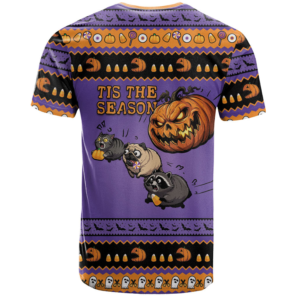 Halloween Animal Funny T Shirt Short Spine Do Crime Spooky Pumpkin Chase