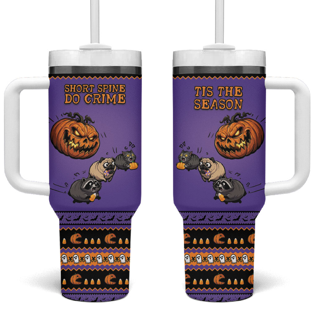 Halloween Animal Funny Tumbler With Handle Short Spine Do Crime Spooky Pumpkin Chase