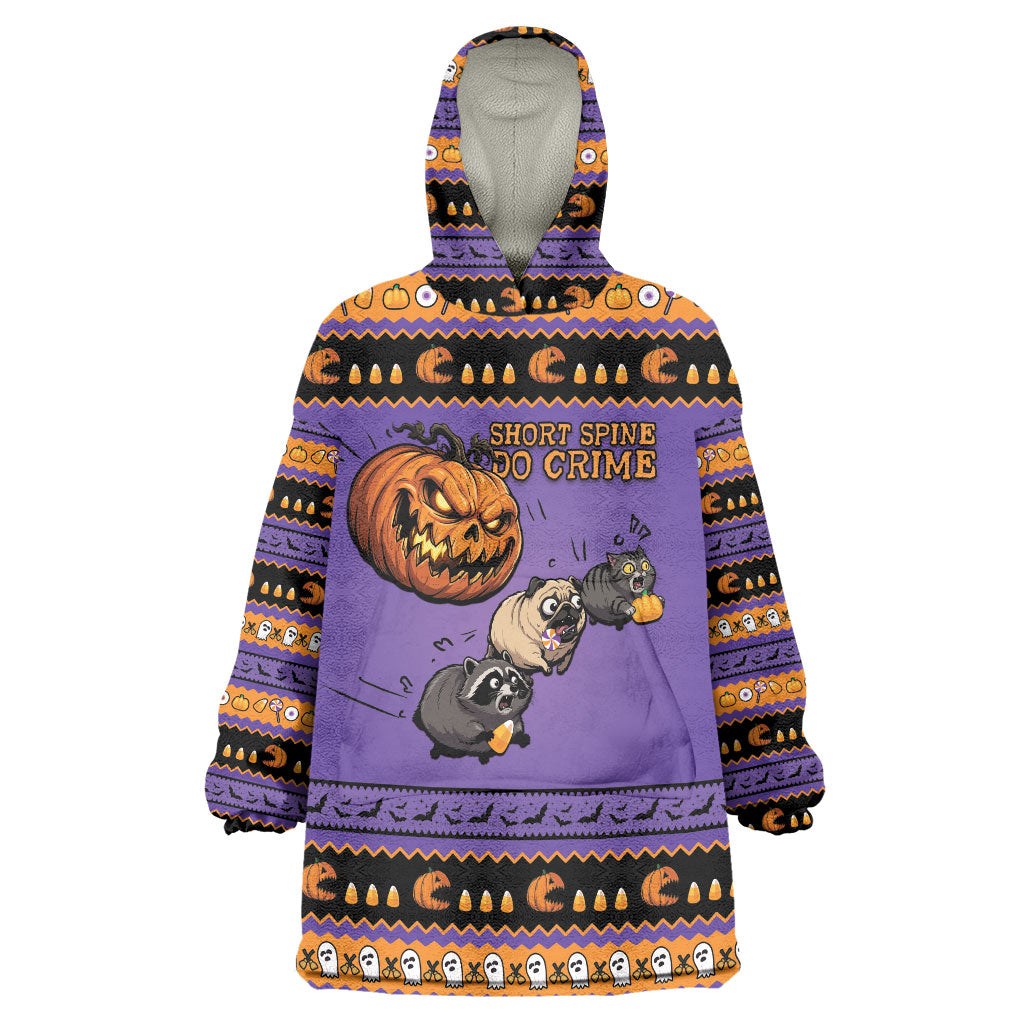Halloween Animal Funny Wearable Blanket Hoodie Short Spine Do Crime Spooky Pumpkin Chase