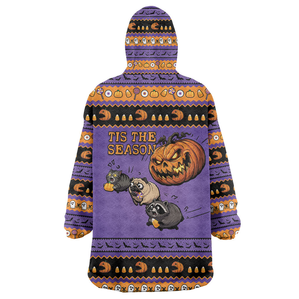 Halloween Animal Funny Wearable Blanket Hoodie Short Spine Do Crime Spooky Pumpkin Chase