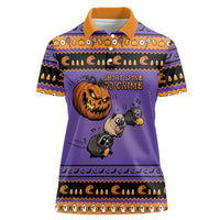 Halloween Animal Funny Women Polo Shirt Short Spine Do Crime Spooky Pumpkin Chase