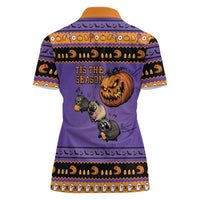 Halloween Animal Funny Women Polo Shirt Short Spine Do Crime Spooky Pumpkin Chase