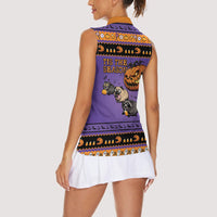 Halloween Animal Funny Women Sleeveless Polo Shirt Short Spine Do Crime Spooky Pumpkin Chase