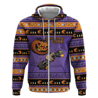 Halloween Animal Funny Zip Hoodie Short Spine Do Crime Spooky Pumpkin Chase