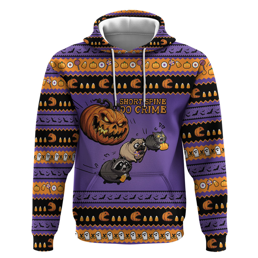 Halloween Animal Funny Zip Hoodie Short Spine Do Crime Spooky Pumpkin Chase