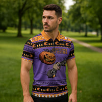 Halloween Animal Funny Zipper Polo Shirt Short Spine Do Crime Spooky Pumpkin Chase