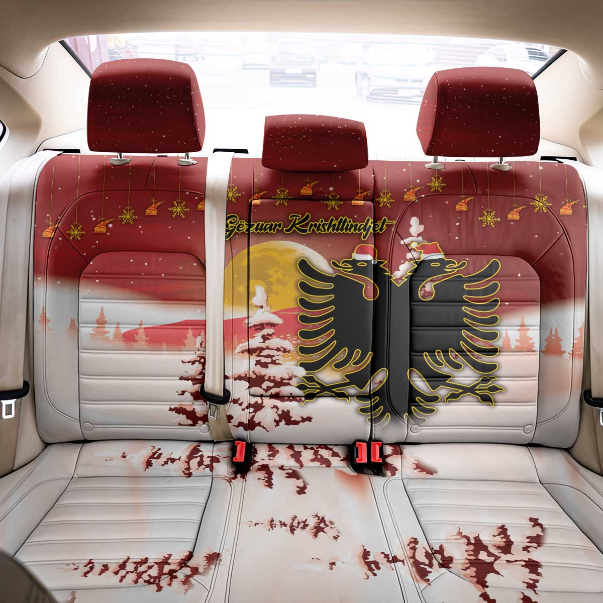 Albania Christmas Back Car Seat Cover Gezuar Krishtlindjet - Wonder Print Shop