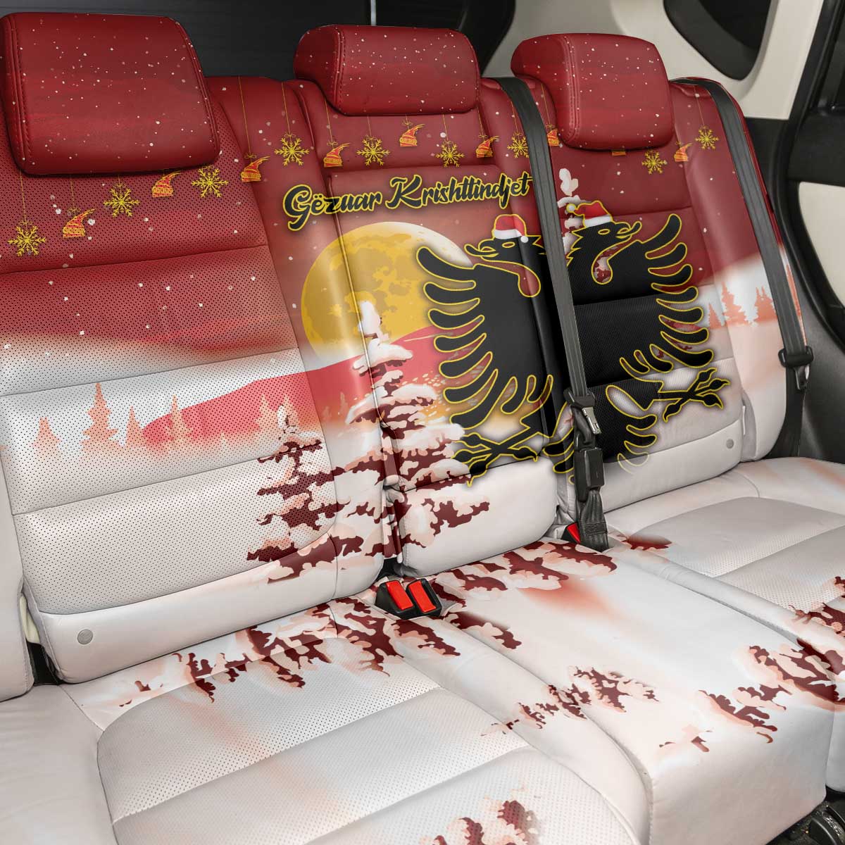 Albania Christmas Back Car Seat Cover Gezuar Krishtlindjet - Wonder Print Shop