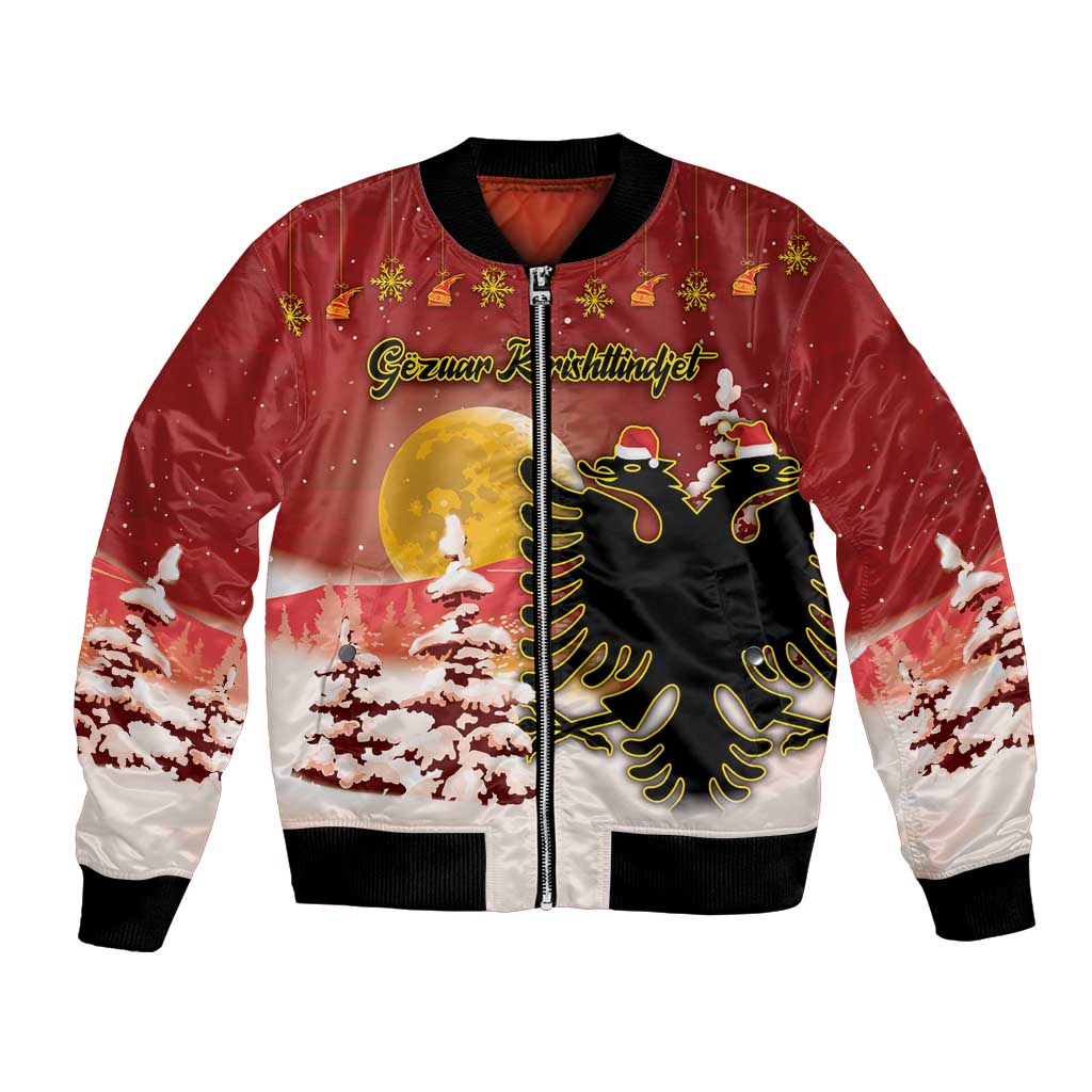 Personalized Albania Christmas Bomber Jacket Gezuar Krishtlindjet - Wonder Print Shop