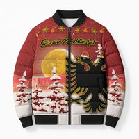 Personalized Albania Christmas Bomber Puffer Jacket Gezuar Krishtlindjet - Wonder Print Shop
