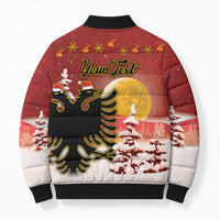 Personalized Albania Christmas Bomber Puffer Jacket Gezuar Krishtlindjet - Wonder Print Shop