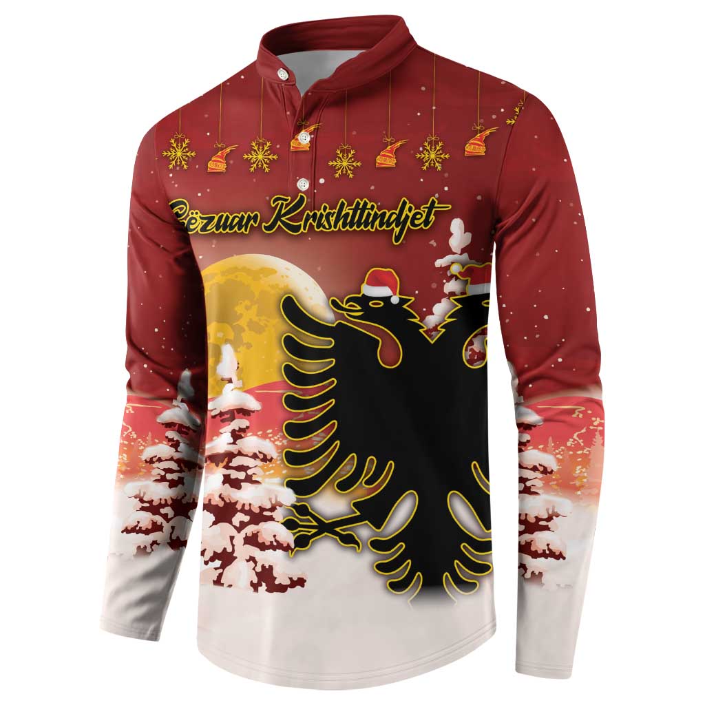 Personalized Albania Christmas Button Sweatshirt Gezuar Krishtlindjet - Wonder Print Shop